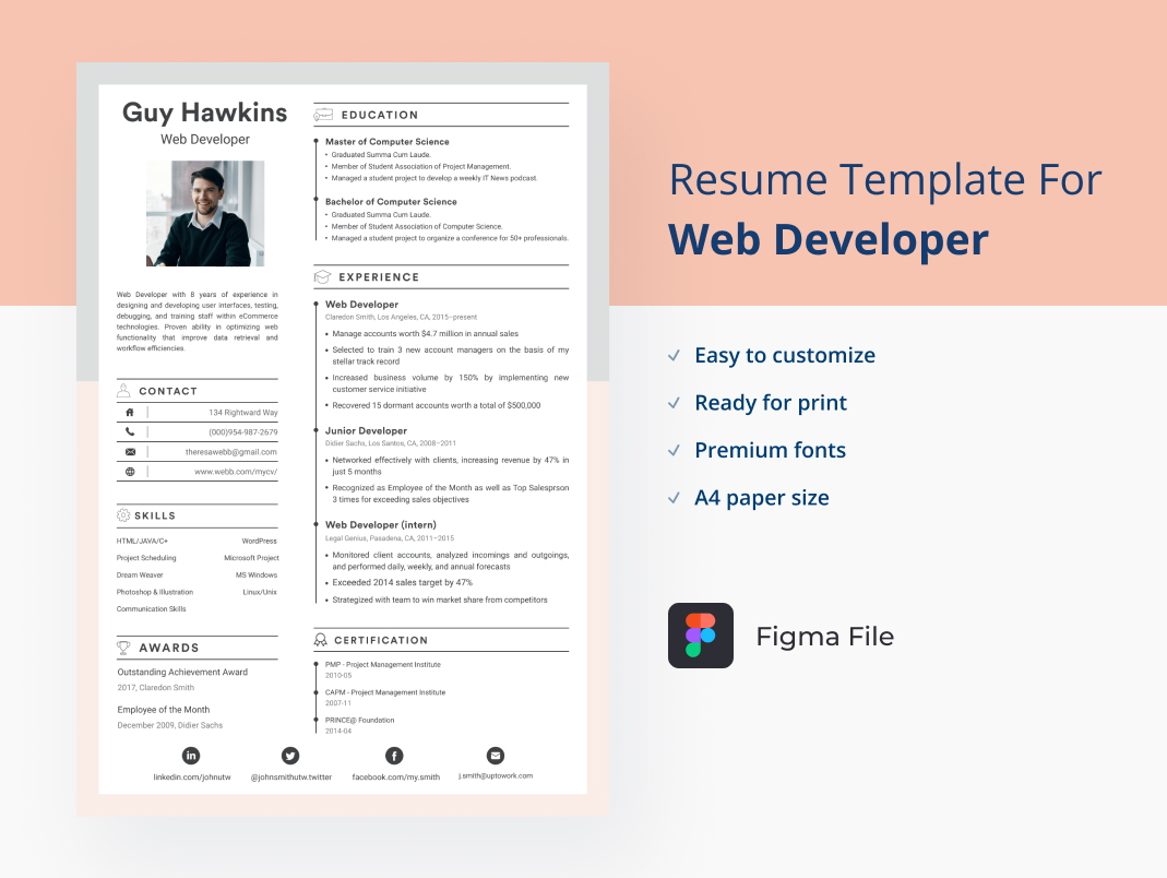Download Free Figma Resume Templates