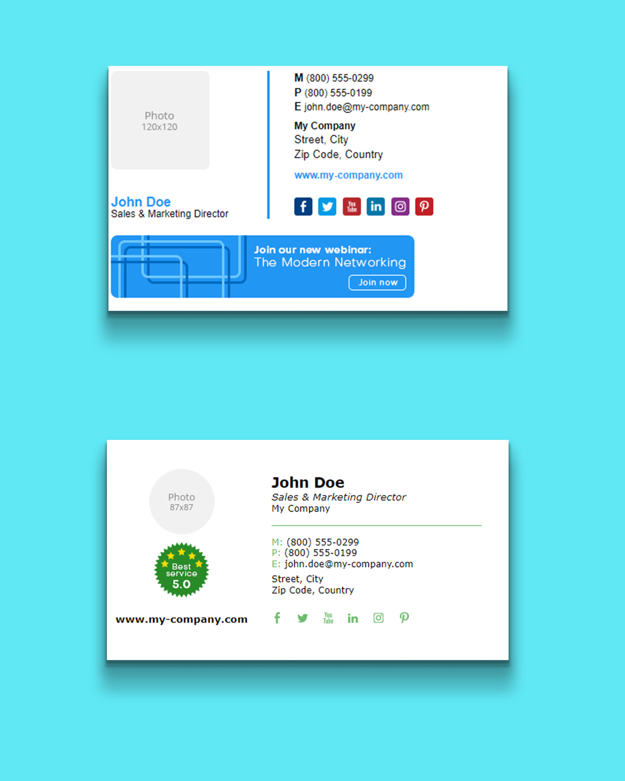 Email signature with social icons