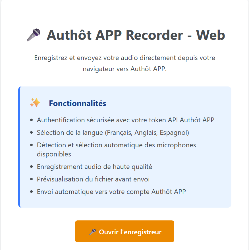 Enregistreur assistant IA de transcription