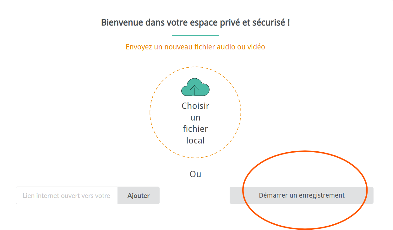 Bouton Démarrer un enregistrement