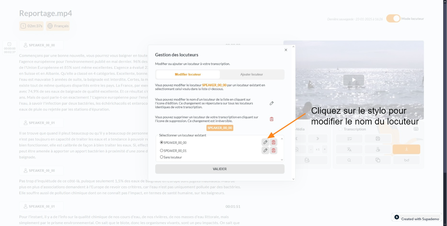 Identification des locuteurs assistant IA de transcription