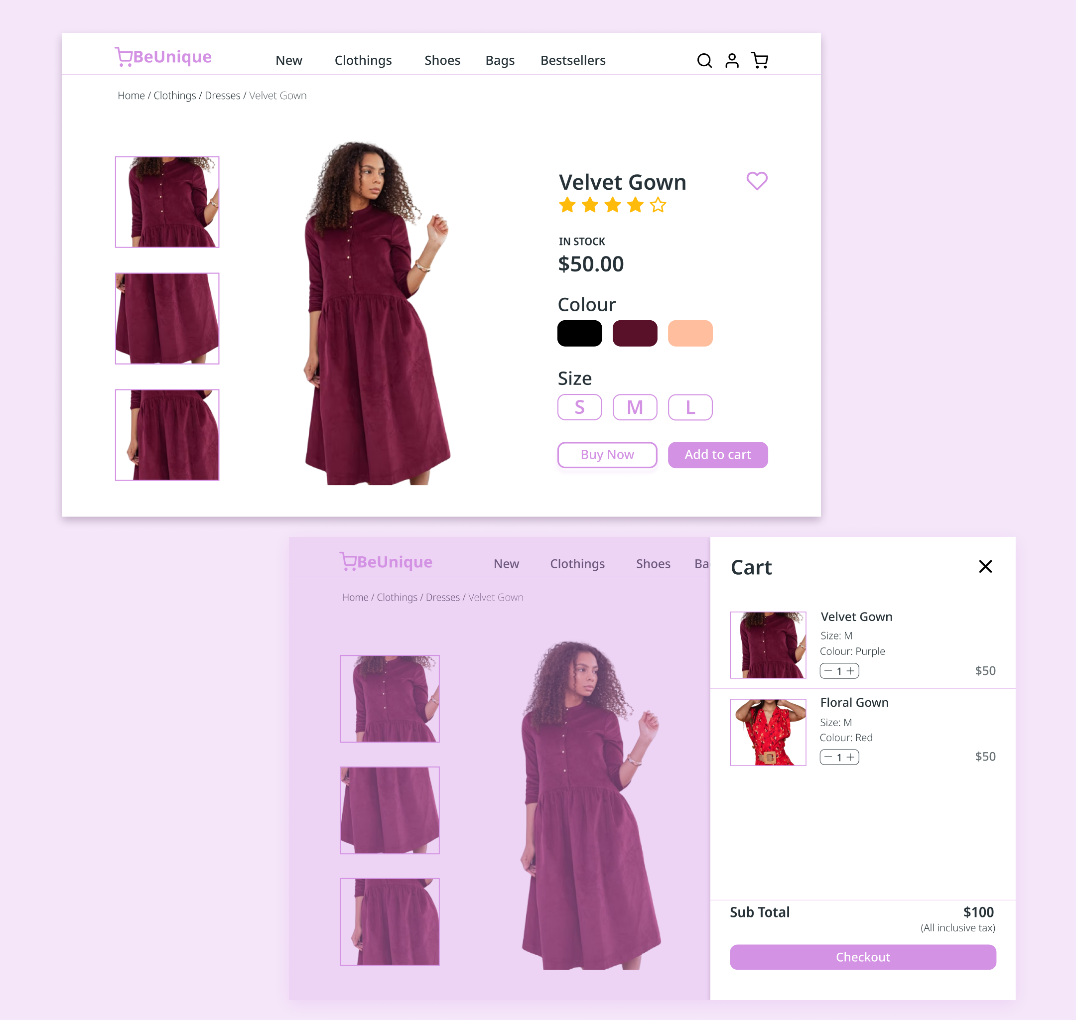 Product page & cart page |UI challenge