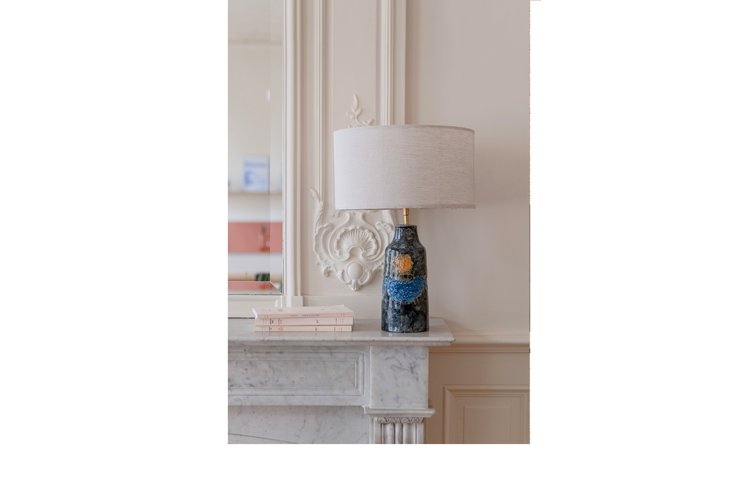 Lampe Lune, céramique & lin, 2023