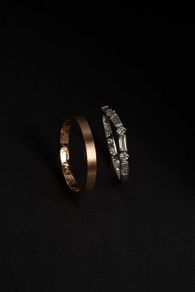 Alliances Ecorcée, Diamant - Or blanc et rose