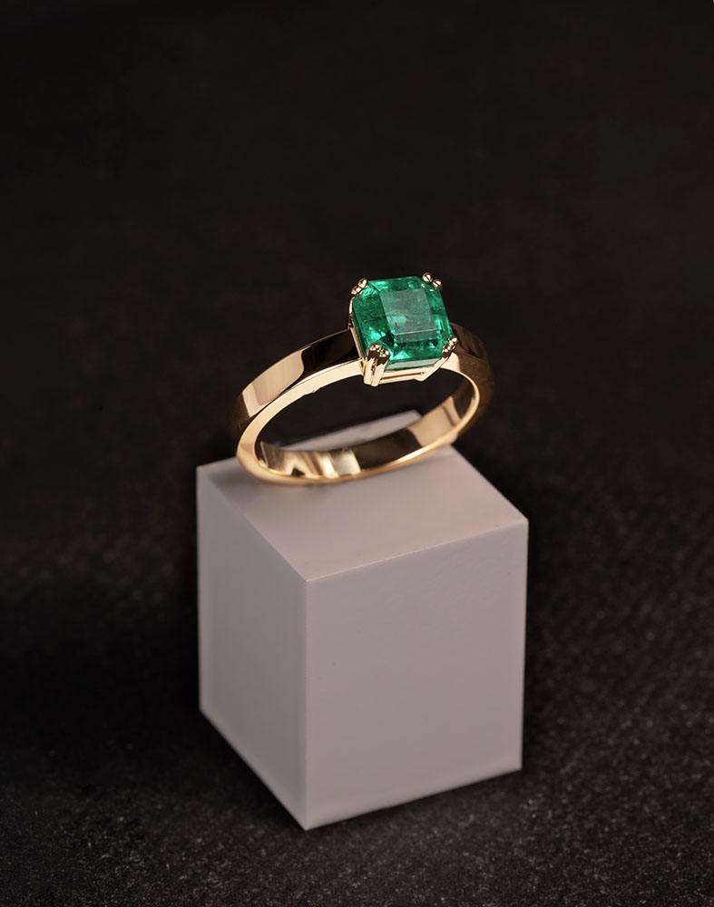 Solitaire Emeraude - Or jaune