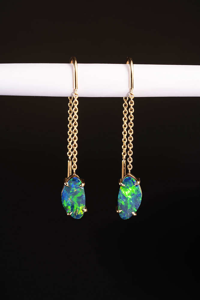 Boucles d'oreilles "Infini" - Opales doublettes, Or Jaune