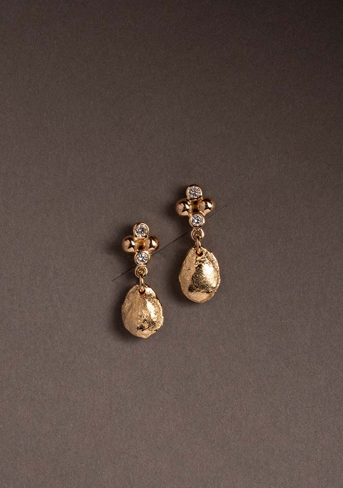 Boucles d'oreilles Pépites - Diamants, Or jaune