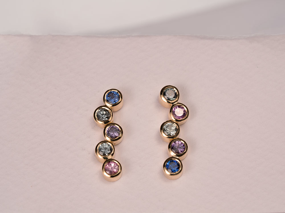 Boucles d'oreilles Saphirs de couleur - Or Jaune