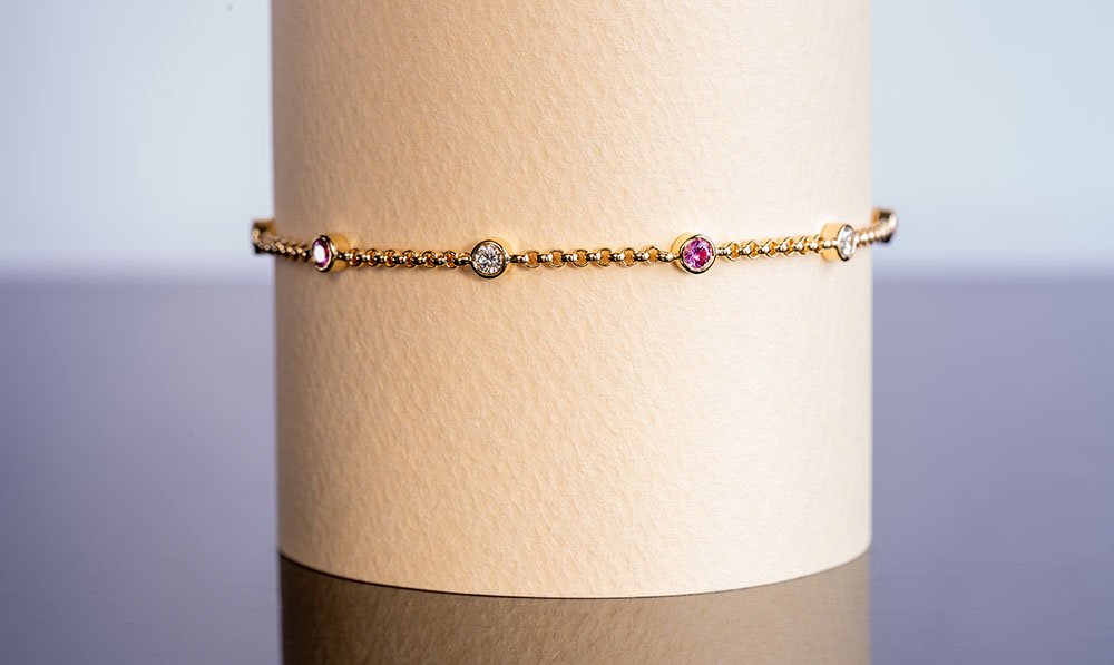 Bracelet Pupilles - Saphirs Roses & Diamants