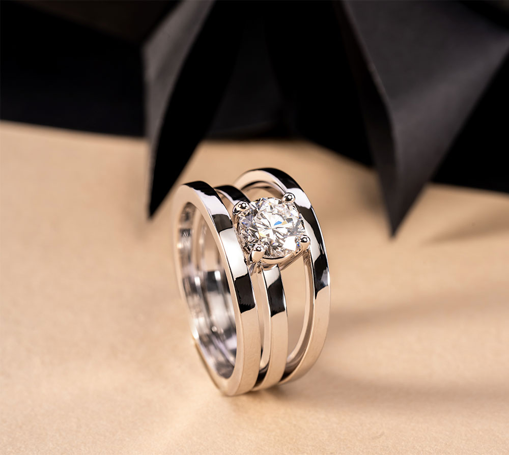 Solitaire "Viaduc" - Diamant & Or blanc