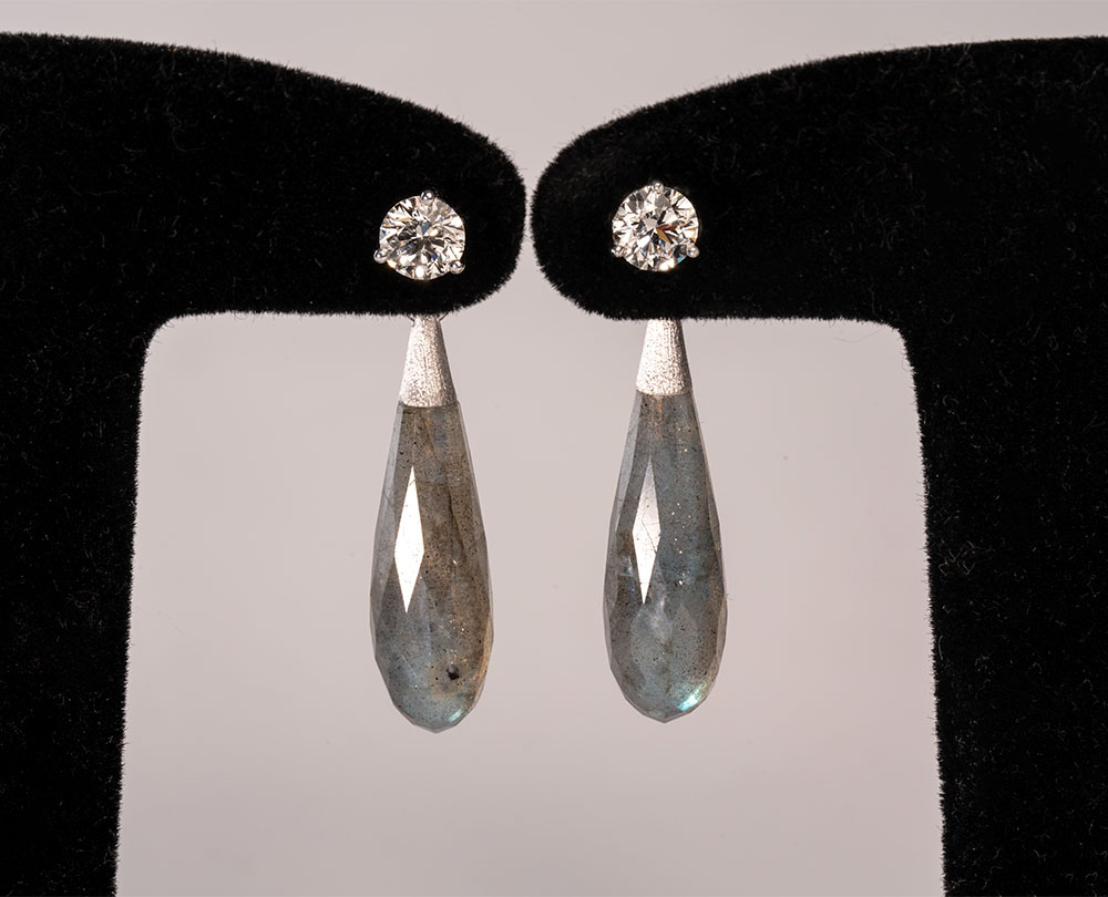 Boucles d'oreilles "Goutte" - Diamants, Or Blanc