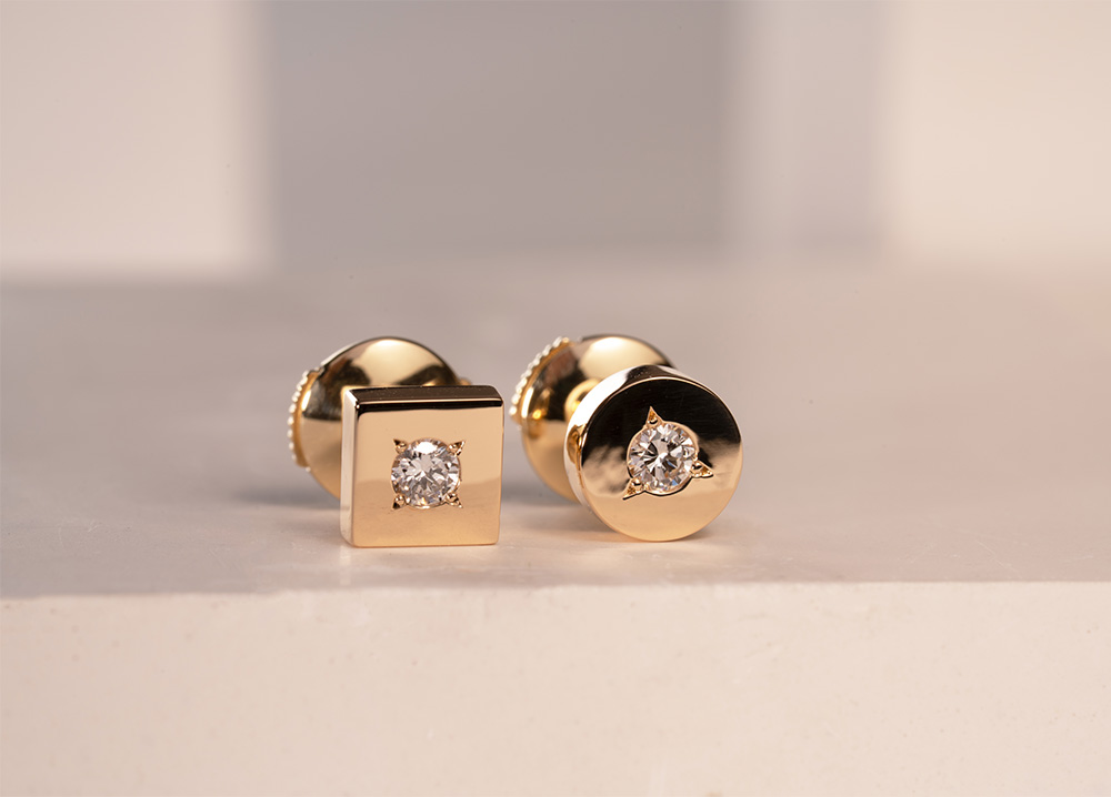 Boucles d'oreilles "Opposées" - Diamants, Or Jaune