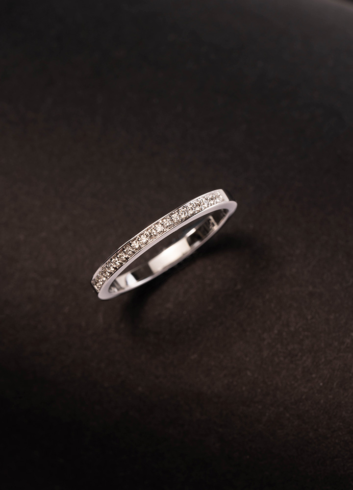 Demi Alliance Ruban - Diamant, Or blanc