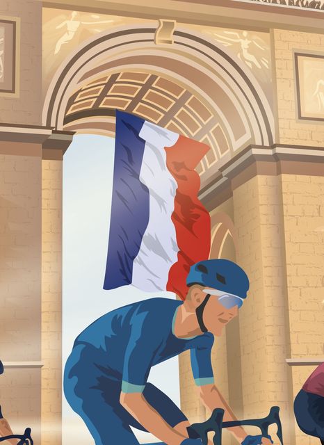 Détail graphique de l’affiche Tour de France 2025 arrivée sur les Champs-Élysées illustration graphique Celtigraph