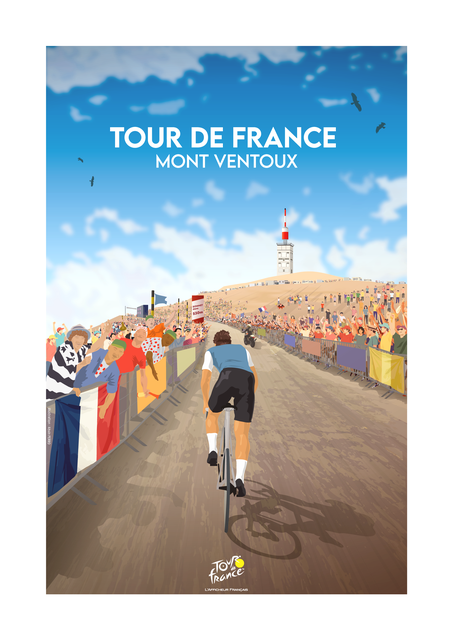 Affiche Tour de France 2025 Mont Ventoux encadrée dans un salon moderne graphisme illustration affiche Kevin Perro Celtigraph