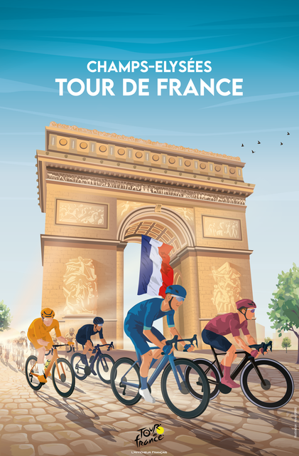 Affiche Tour de France 2025 arrivée sur les Champs-Élysées illustration graphique Celtigraph