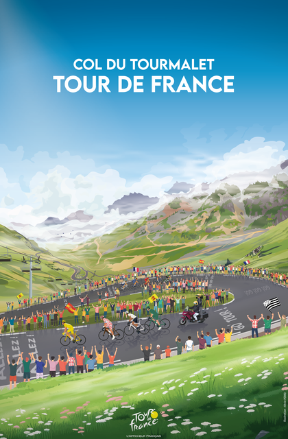 Affiche Tour de France 2025 col du Tourmalet pour print graphisme illustration affiche Kevin Perro Celtigraph Perro Celtigraph