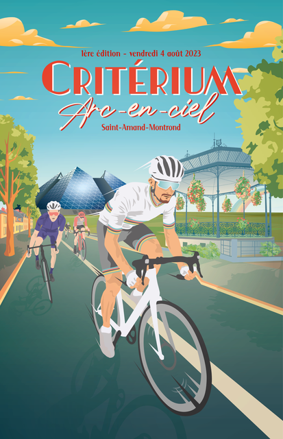 Affiche Julian Alaphilippe Critérium Arc-en-Ciel Saint-Amand-Montrond graphisme illustration affiche Kevin Perro Celtigraph
