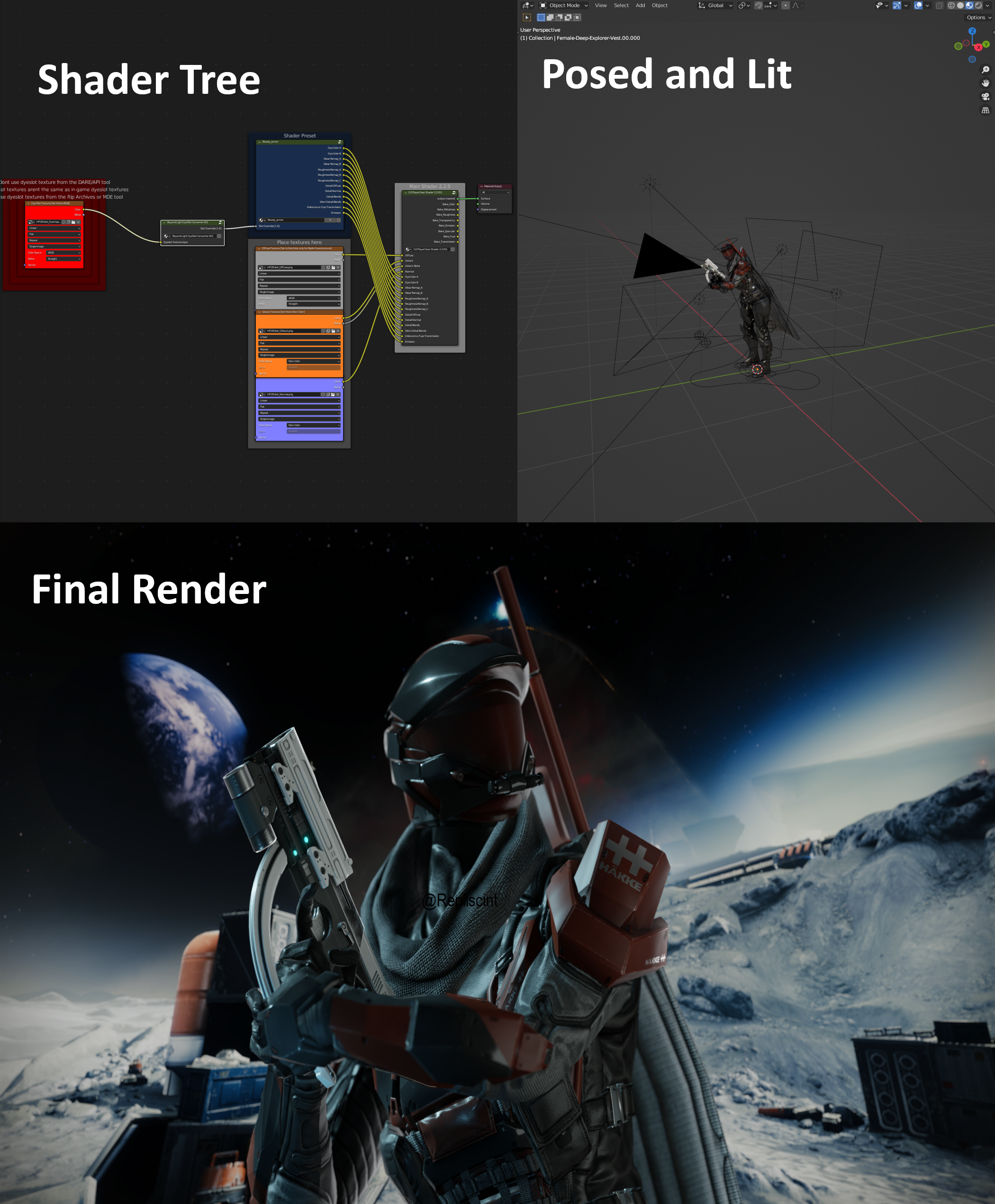 A Hunter from Destiny 2, posed, composited, and rendered in Blender