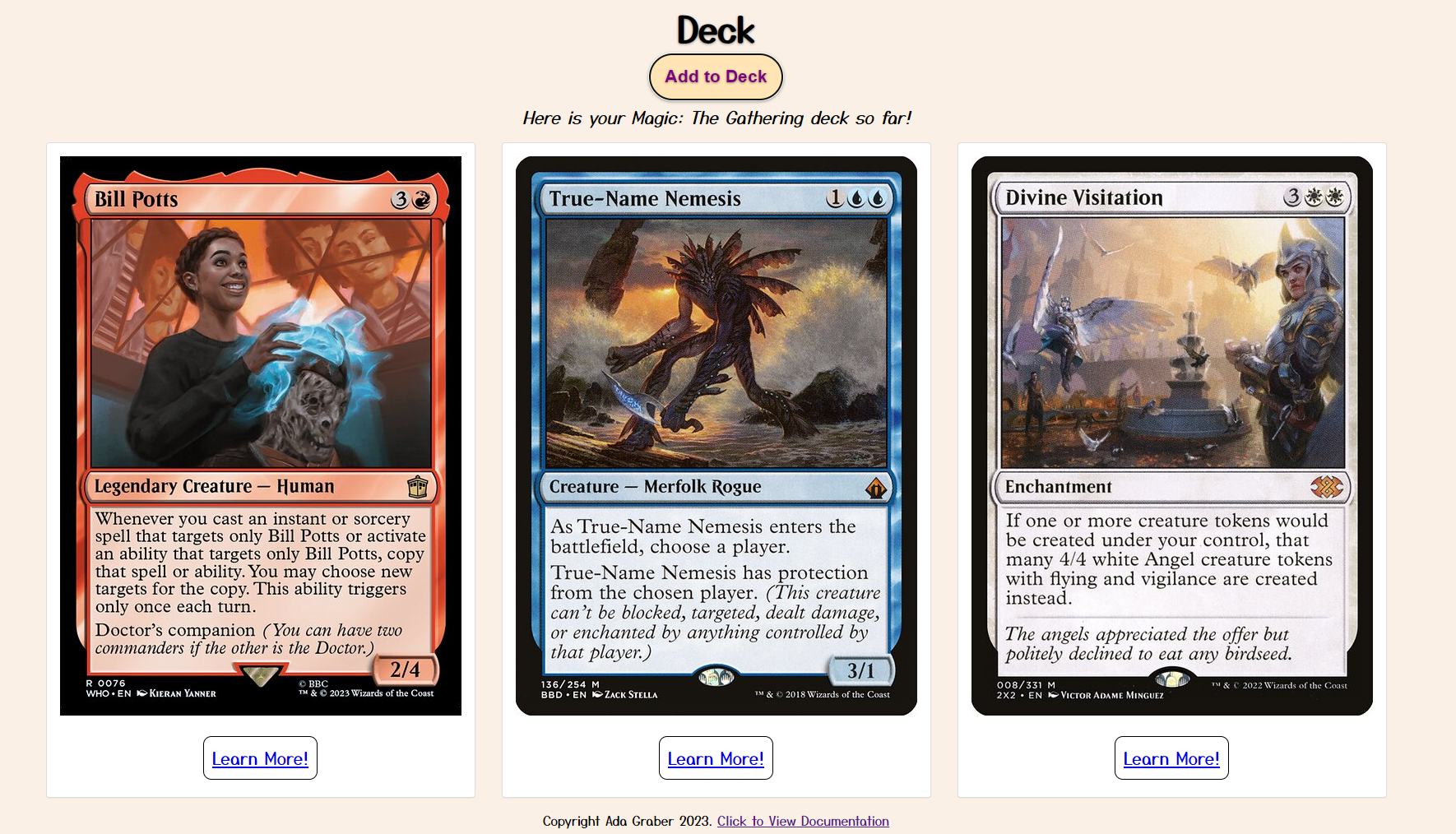Deck built using random cards