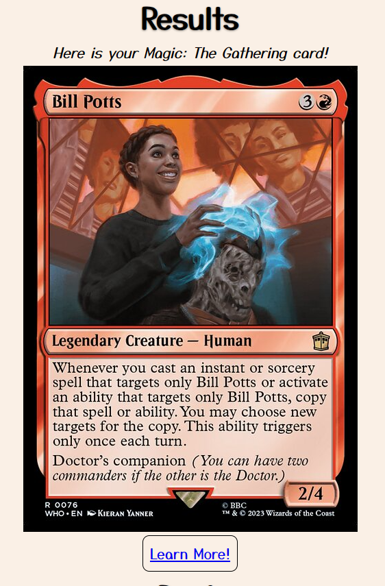 Example card that can be generated