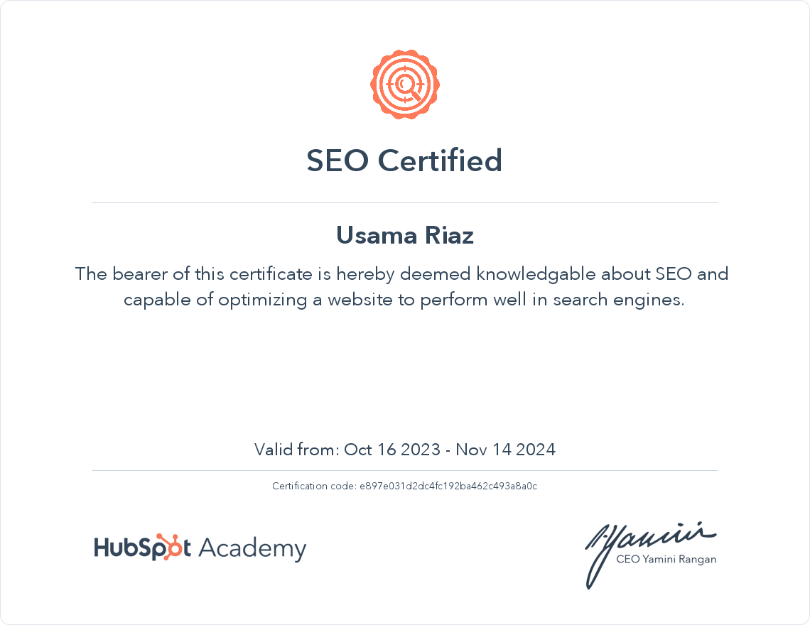 Seo certification