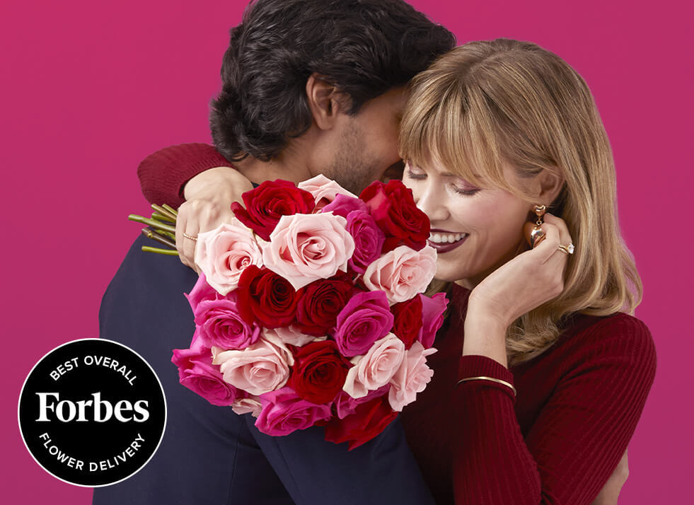 Forbes Best Overall Flower Delivery Bouquet of Red, Pink and White Roses