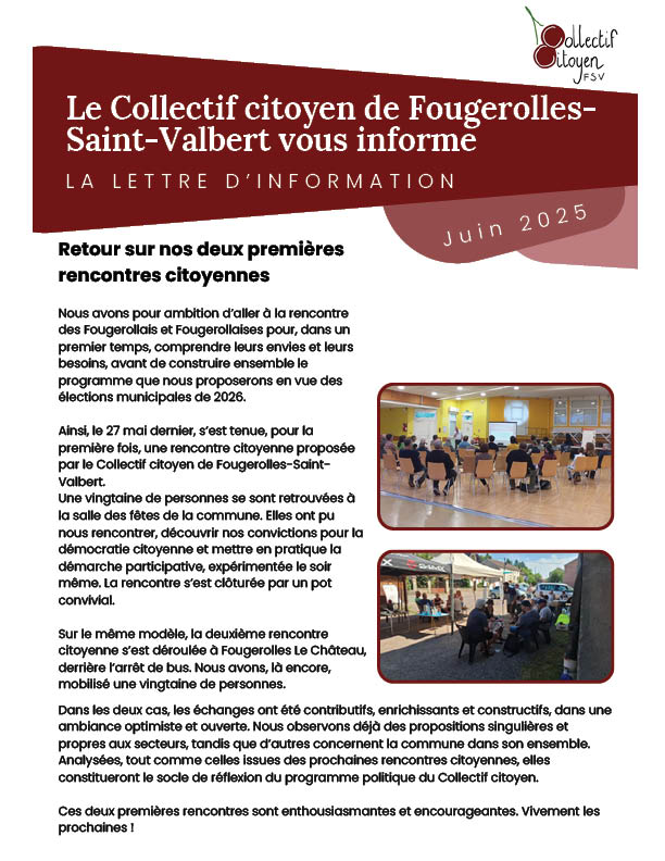 Lettre d'information juin 2025