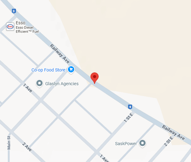 Google Map to Glaslyn Atelier studio, located at 171 Railway Ave, Glaslyn, SK