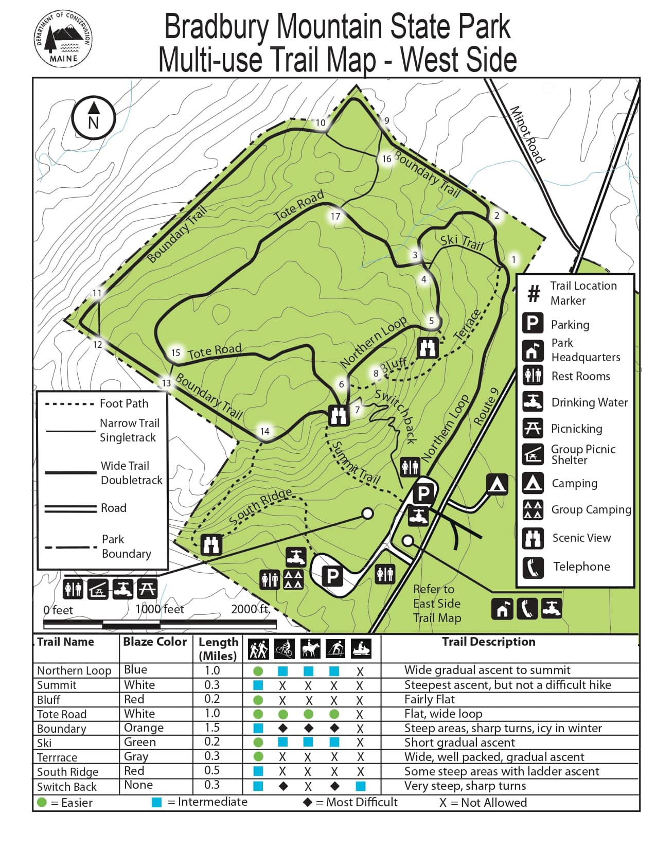 West Side Trail Map - Bradbury Mountain