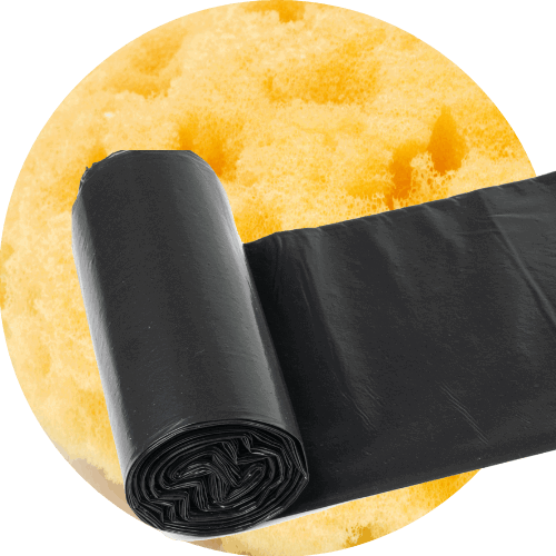 Articles du quotidien tels qu'éponges, sac poublle, pastille lave vaisselle etc.