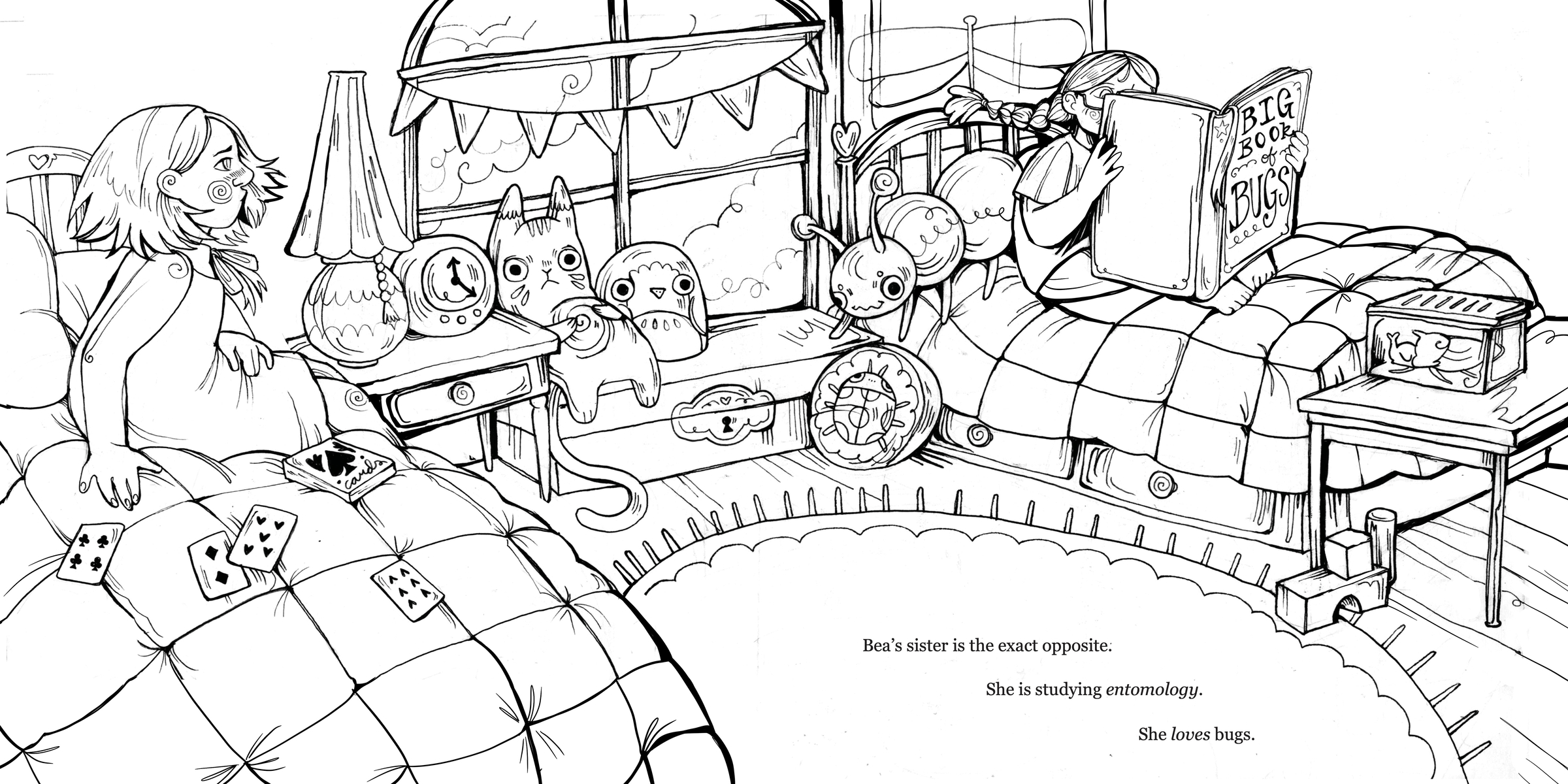 bea hates bugs b&w spread #2