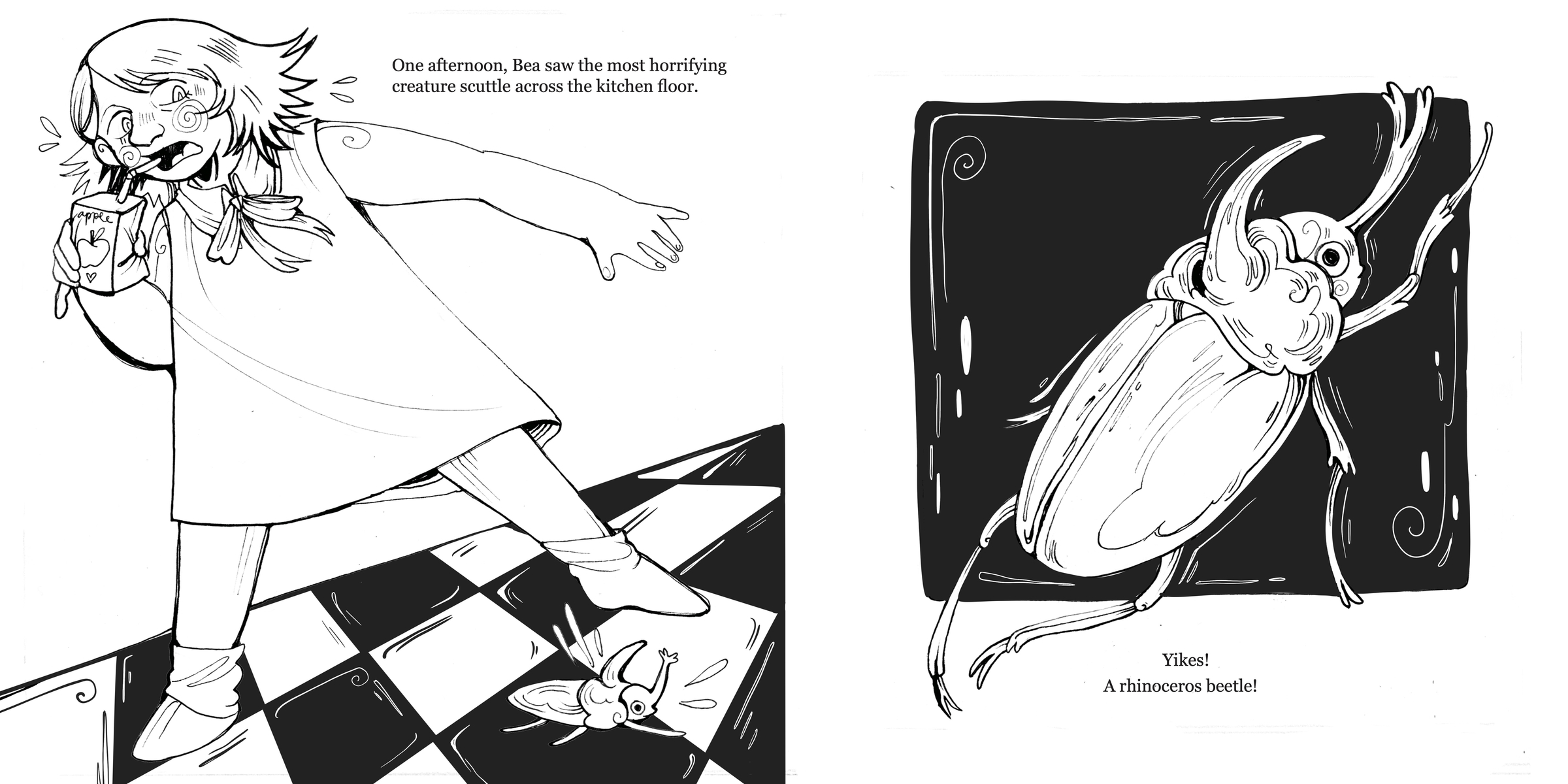 bea hates bugs b&w spread #3