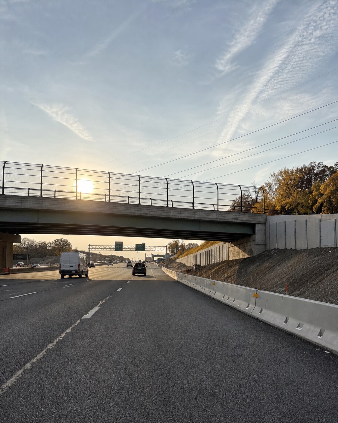 AI-generated illustration inspired by the Bellmawr interchange corridor, not a documented crash or current construction layout.